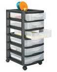 Plastic cart with 6 drawers
