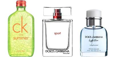 Calvin Klein CK One Summer 2012, Dolce & Gabbana The One Sport and Light Blue Living Stromboli fragrance bottles