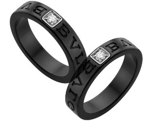 Bvlgari black ceramic and diamond ring