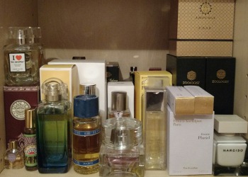 Erin's perfume shelves